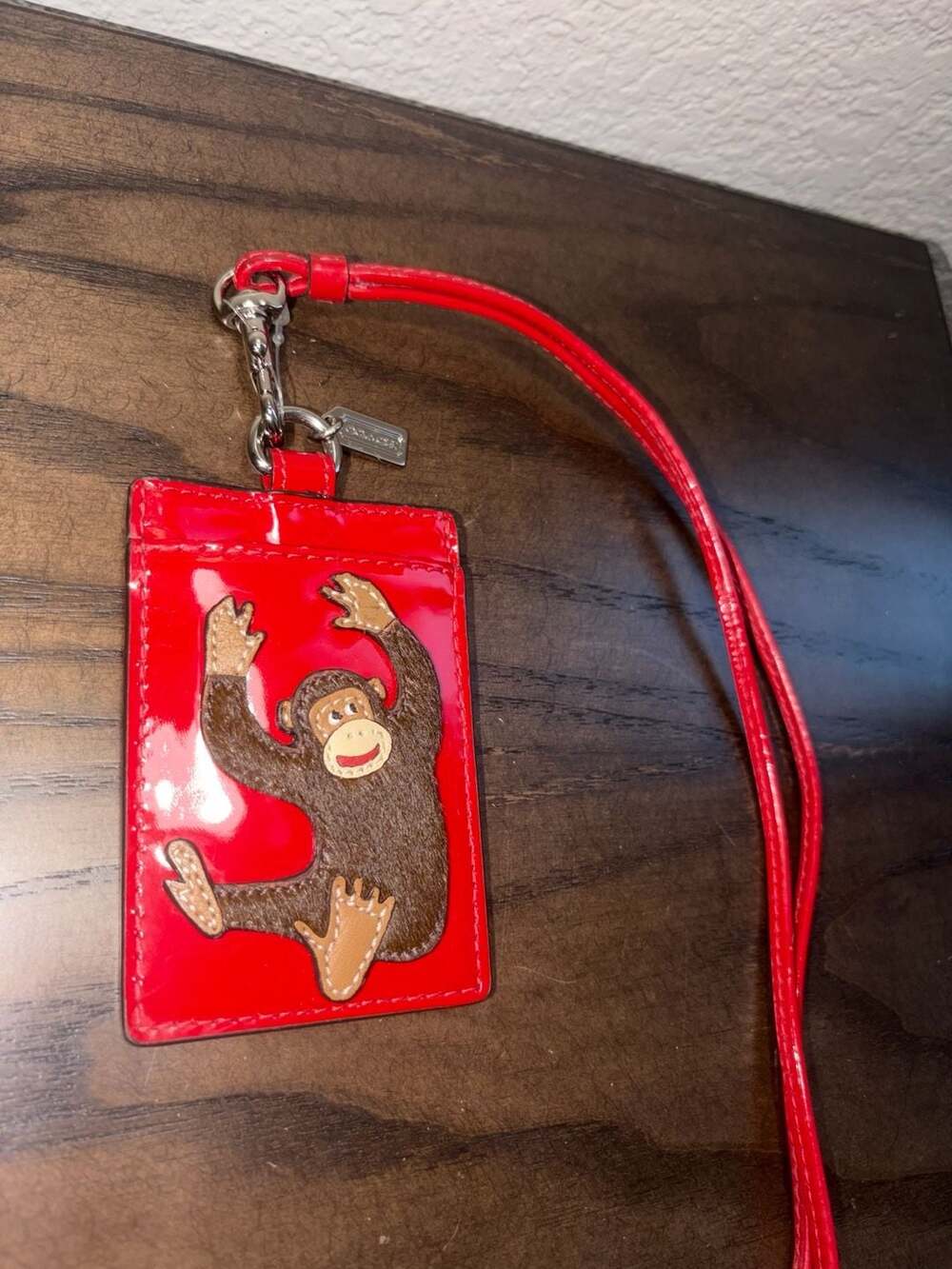 Coach Monkey Vintage Lany ID Case Red